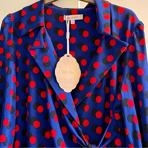 NWT- Jolie Moi Polka Ratette Dress, Blue Size 18 - Picture 4 of 10